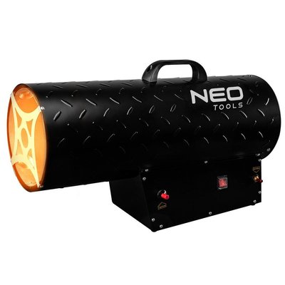 Теплова гармата газова Neo Tools, 50кВт, 1000 м3/год, 1.5 бар, витрата палива 3.63 кг/год, редуктор тиску, 90-085 фото