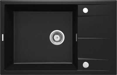 Мийка кухонна Deante Eridan, граніт, прямокут., з крилом, 780х500х210мм, чаша - 1, накладна, чорний ZQE_N11B фото